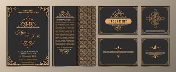 collection Invitation card vector design vintage style	 - obrazy, fototapety, plakaty
