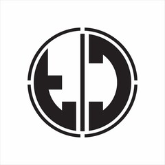 TC Logo initial with circle line cut design template on white background
