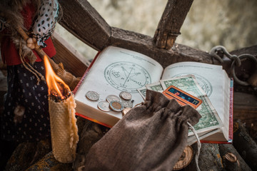  Ritual and spell for attracting money, pagan magic and fate prediction, work of witch, occultism...