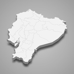 Ecuador 3d map with borders Template for your design