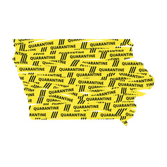 Iowa State Quarantine Yellow Tape country of America, American map illustration, vector isolated on white background