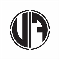 UF Logo initial with circle line cut design template on white background