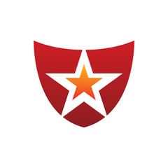 secure shield star red logo design