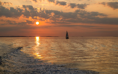 Szwecja Goetheborg Zachód Słońca na morzu