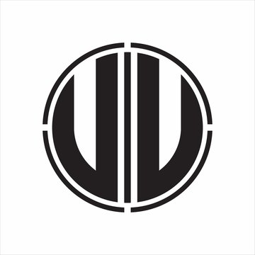 UU Logo initial with circle line cut design template on white background
