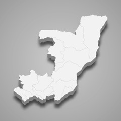 Obraz premium congo 3d map with borders of regions Template for your design