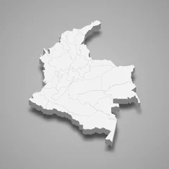 Fototapeten colombia 3d map with borders Template for your design © magr80
