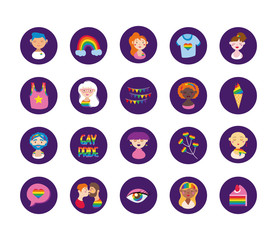 bundle of gay pride icons and people block style