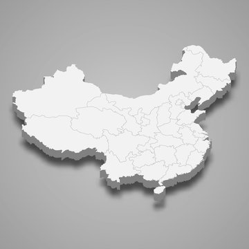 China 3d map with borders Template for your design