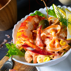 Lobster - crab salad with pasta