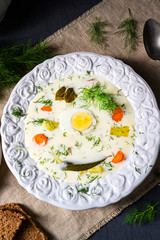Dill soup with egg and fresh dill