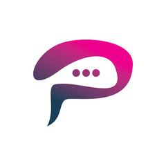 full color chat letter p fluid logo design
