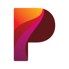 modern full color letter p ink print logo design