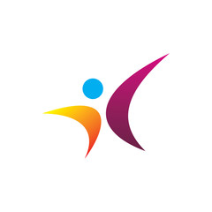 full color people active healthy logo design