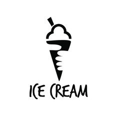 ice cream black logo icon design illustration