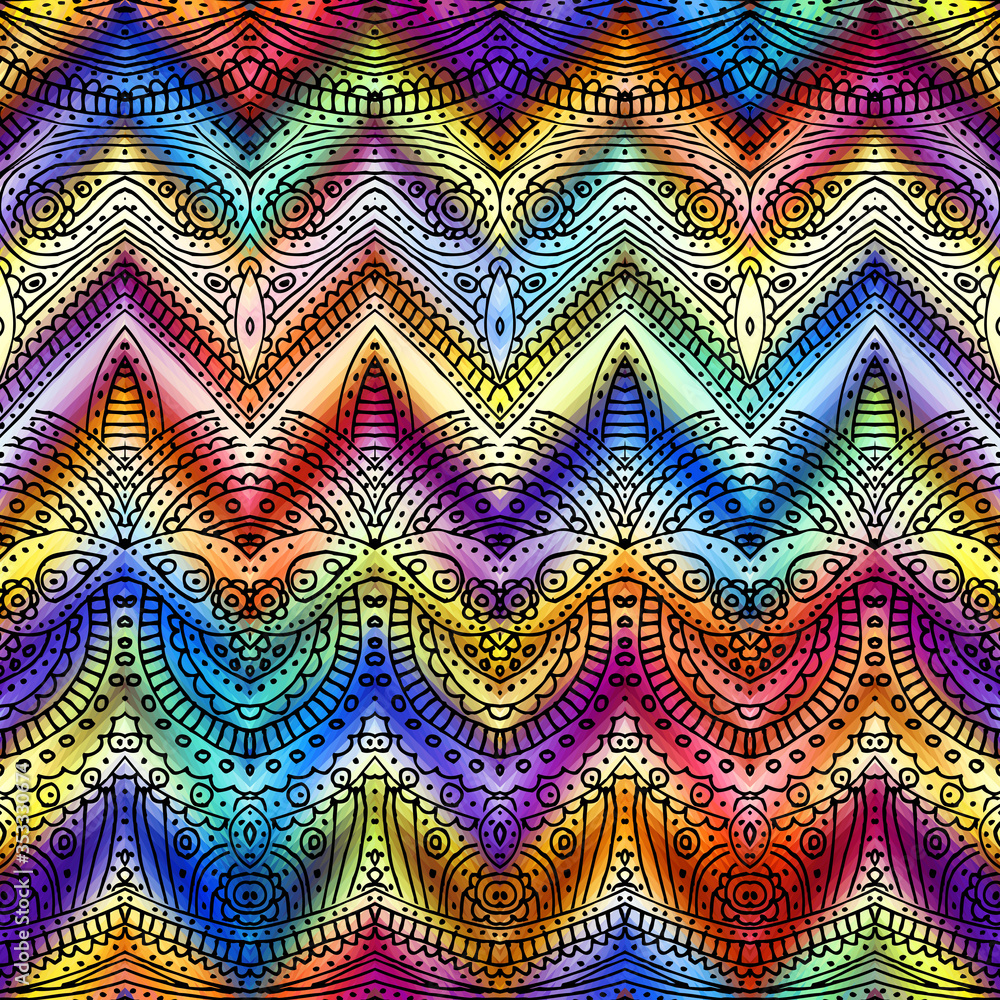Poster seamless pattern paisley pattern background with defocused wavy background.
