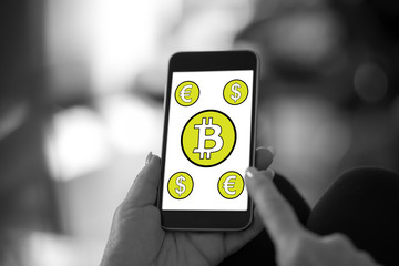 Bitcoin concept on a smartphone