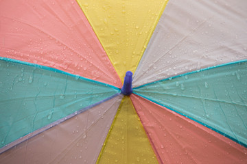 Raindrops on an umbrella , rainstorm, , colorful umbrella in the rain