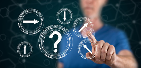 Man touching a choice concept