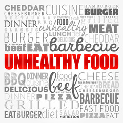 Fototapeta premium UNHEALTHY FOOD word cloud collage, food concept background