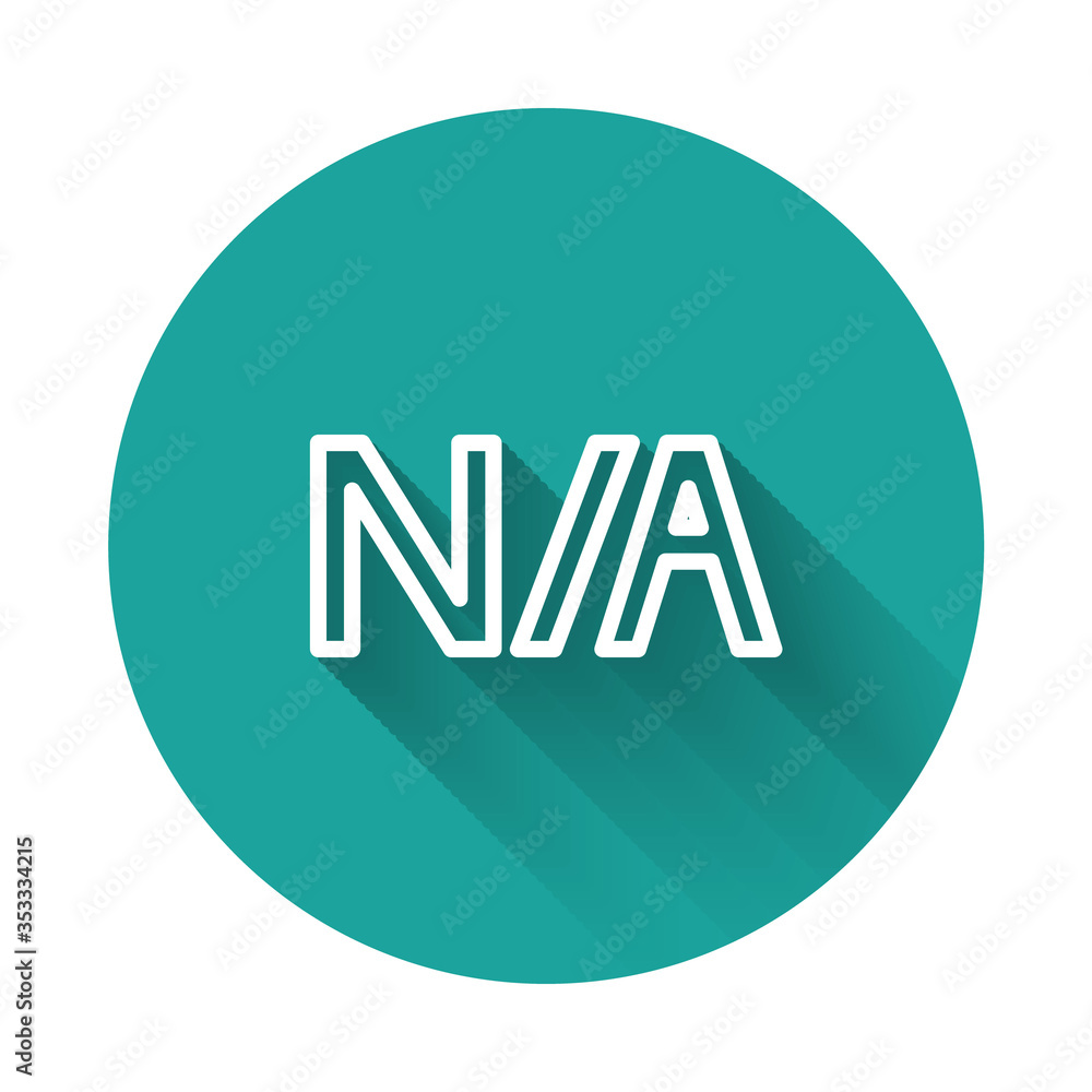 Aufkleber white line not applicable icon isolated with long shadow. green circle button. vector illustration.