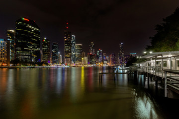 cityscape at night along Brisbane river