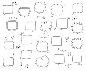 シンプルでおしゃれな手書きの吹き出し／イラスト／ふきだし