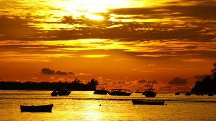 amazing sunset at the seychelles islands