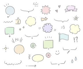 シンプルでPOPな手書きの吹き出し／イラスト／ふきだし