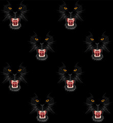 Panther roar in the shadow seamless pattern