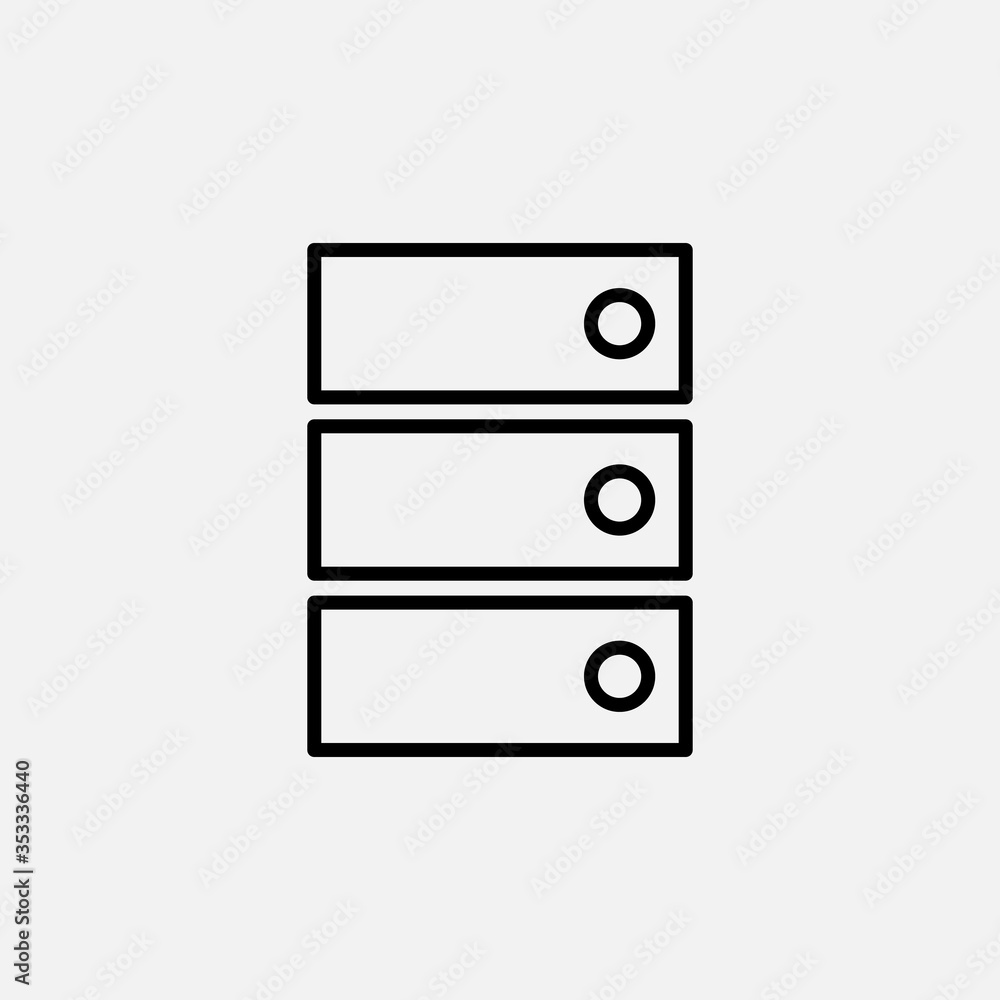 Poster database line icon. server and storage, hosting symbol. logo. outline design editable stroke. for yu