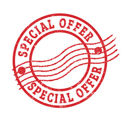 SPECIAL OFFER red grungy round postal stamp.