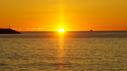 Fototapeta na wymiar amazing sunset at the seychelles islands