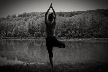 Yoga and meditation in wild area