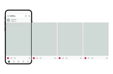 Smartphone with interface carousel post on social network. Сarousel post on a social network. 