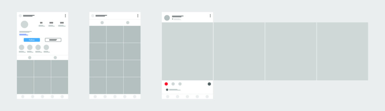 Social media mobile app page template. Carousel post. Minimal design.