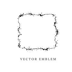 Frame with wavy liquid contour and dotty texture. Design element for card, invitation. Artistic background.