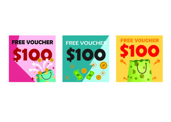Free voucher coupon vector set