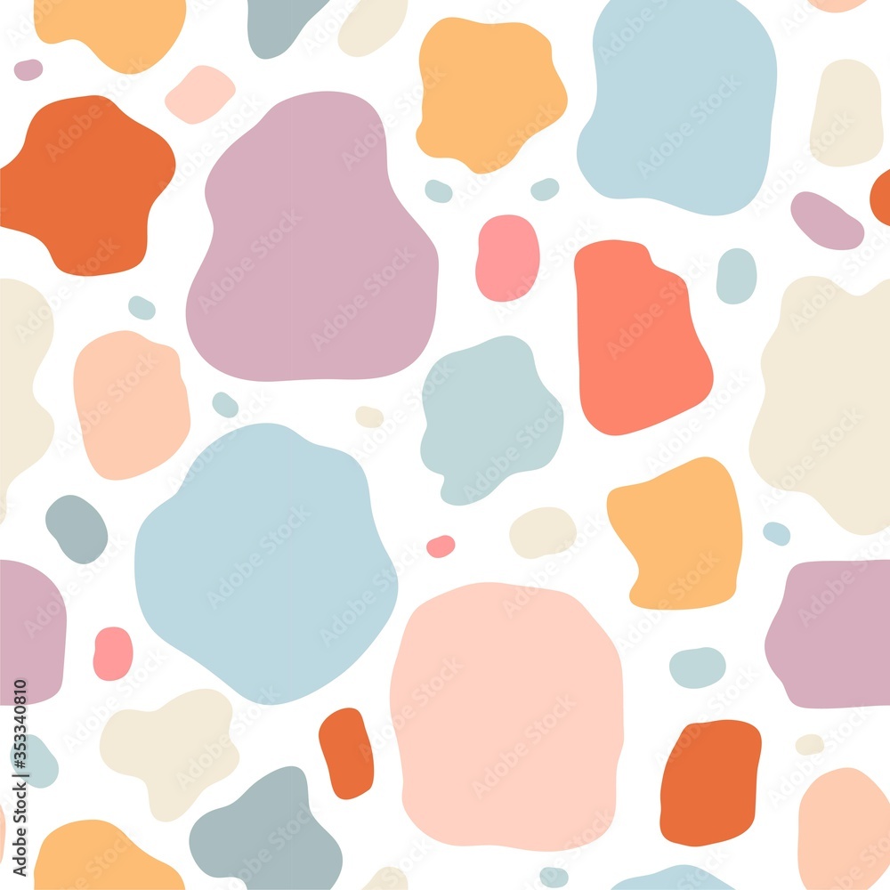 Poster seamless pattern with modern color doodle shapes.