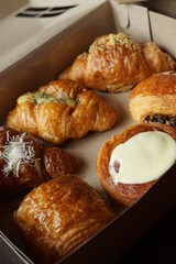 Six Delicious Crispy Croissants in a Box for Takeaway