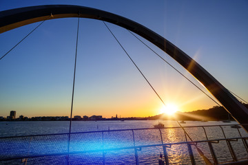 Fototapeta na wymiar Perth sunset scenery with bridge