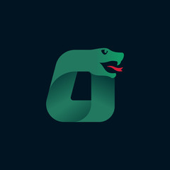 O letter logo with snake head silhouette.