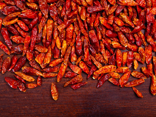 Dried red cayenne peppers