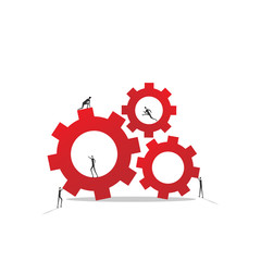 Business Konzept - Teamwork. Geschäftsmänner arbeiten zusammen/ gemeinsam an einer Lösung. Vektor. Abstrakt