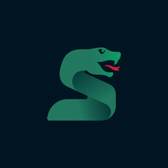 S letter logo with snake head silhouette.