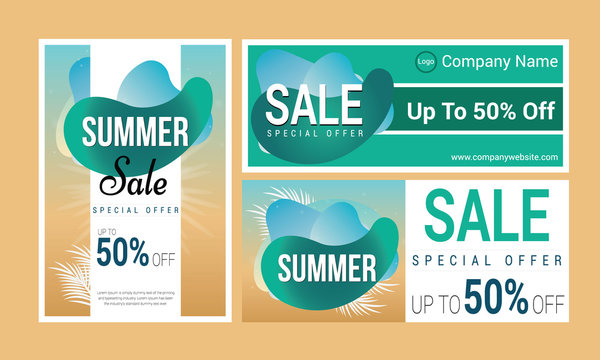 Summer sale promotion Special offer banners. Sale and discount promo backgrounds. Vector layouts. Vector illustration.
