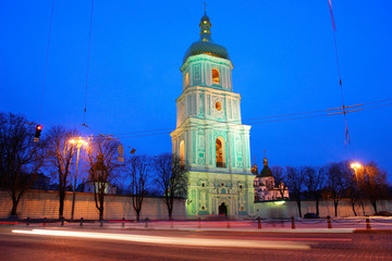 Saint Sophia's Cathedral at night - Kyiv, Ukraine