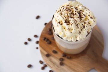 Coffee Latte on Wooden Table