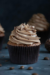 Coffee cupcake prepared with a special presentation.