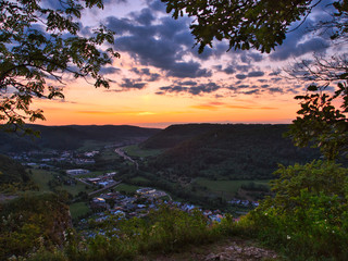 View from a viewpoint during sunset